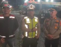 Pemasangan Girder Tol, Polres Banyuasin Lakukan Sistem Buka Tutup Jalintim Sumatera KM 71