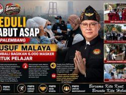Peduli Kabut Asap Palembang, Yusuf Malaya Kembali Bagikan 6.000 Masker untuk Pelajar